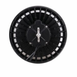 Back of black circular LED high bay light