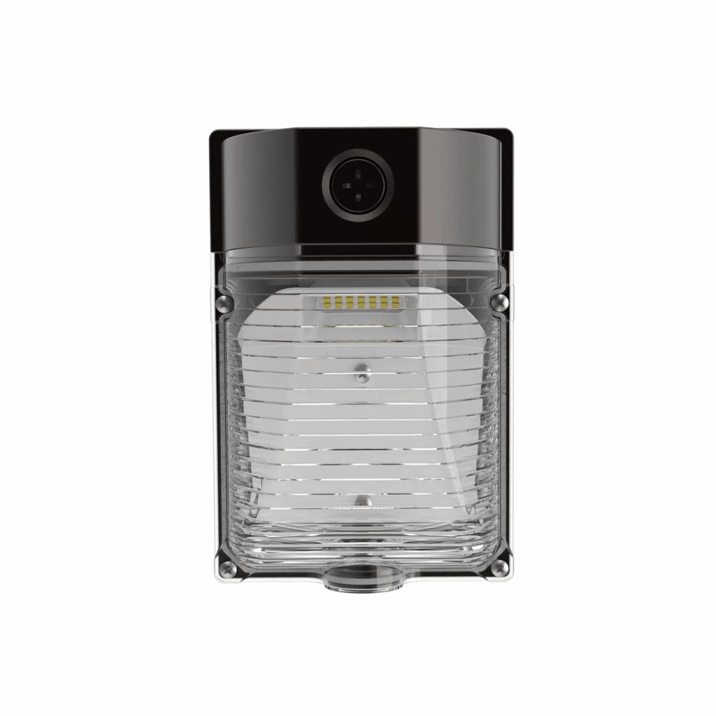 Rectangular outdoor LED wall light with clear lens