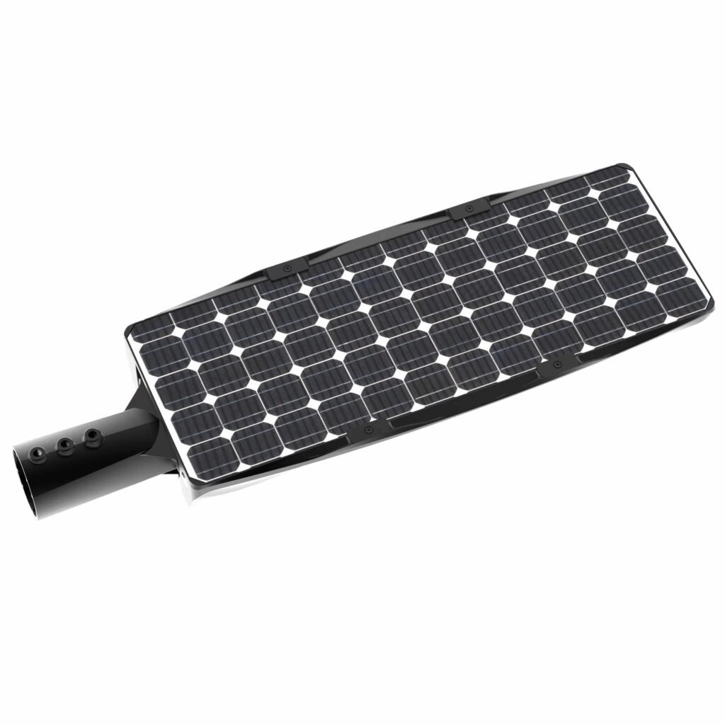 Solar streetlight panel with pole mount