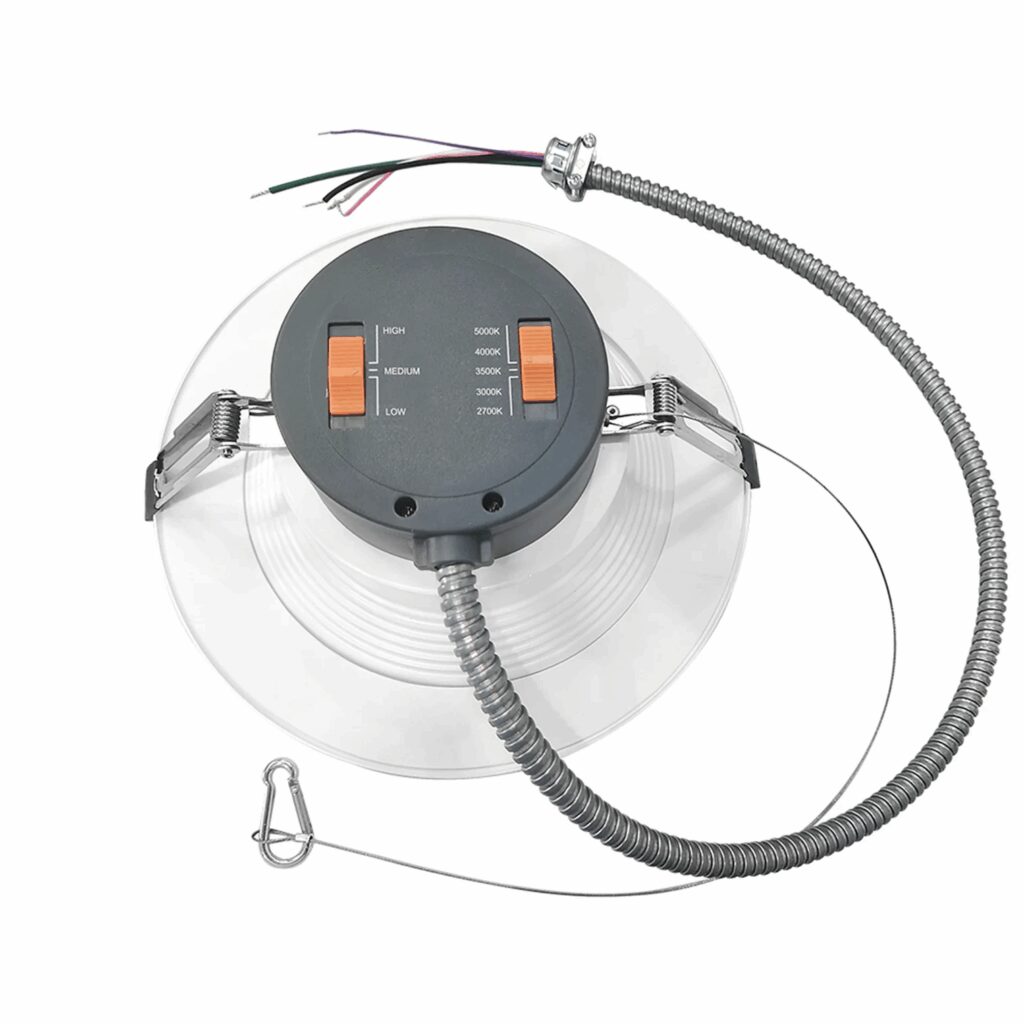 Recessed LED light housing with conduit