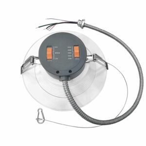 Recessed LED light housing with conduit