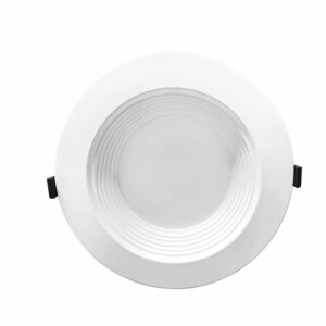 White recessed LED downlight with ribbed interior