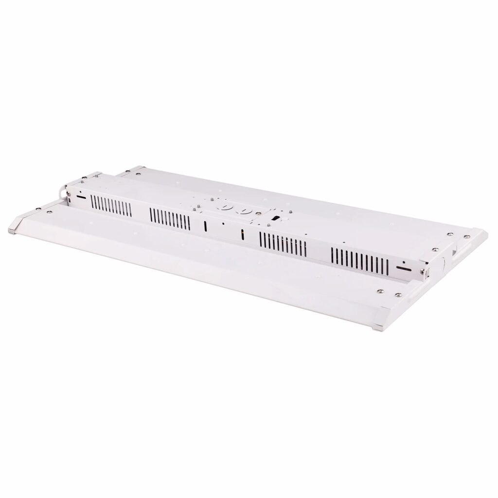 Slim rectangular industrial LED light fixture