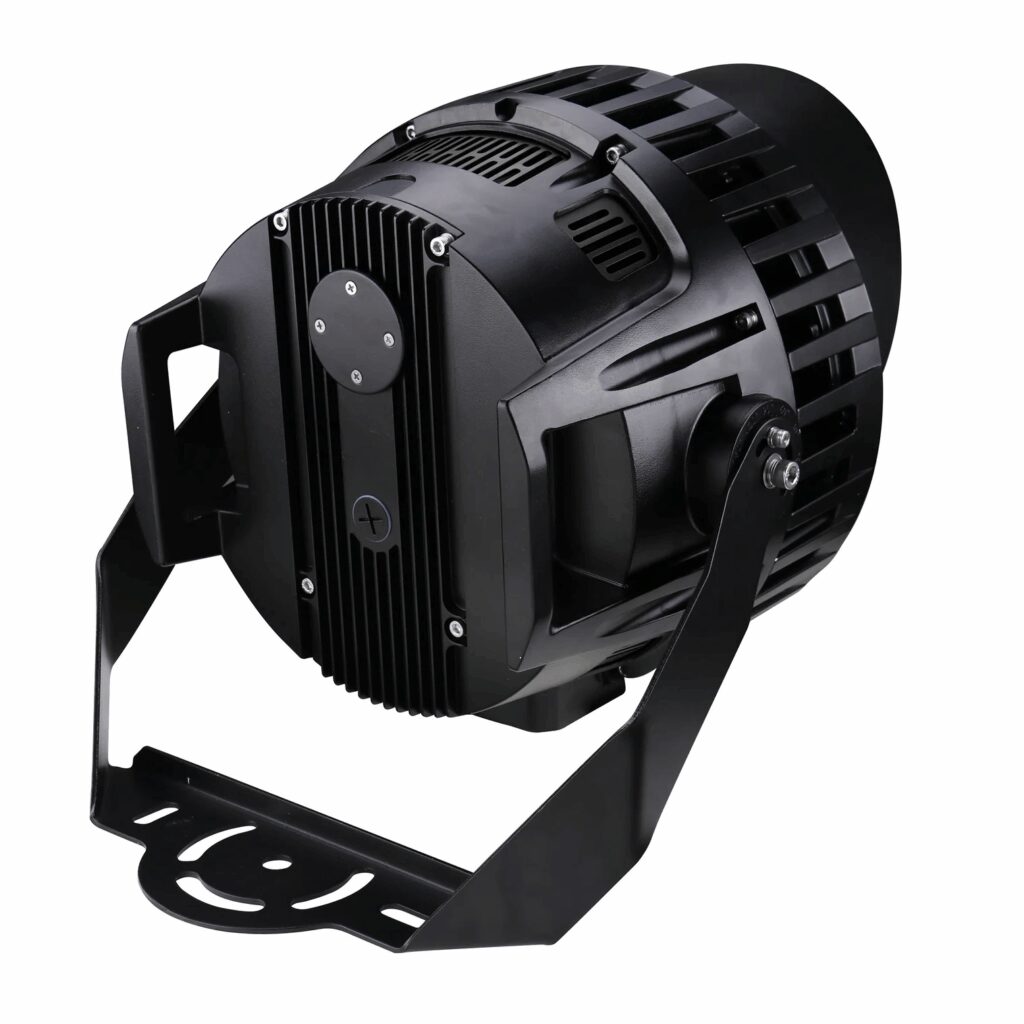Black stage LED spotlight on bracket