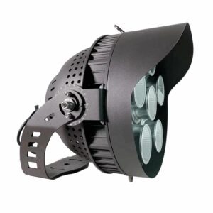 Black LED stage spotlight with mounting bracket