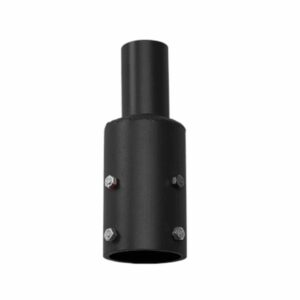 Black metal pipe coupler with four bolts