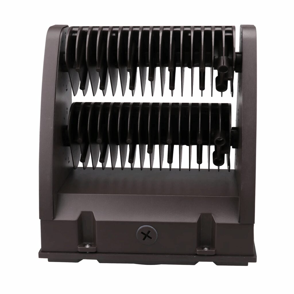 Finned brown LED outdoor light fixture