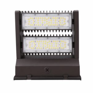 Brown outdoor LED floodlight with dual panels