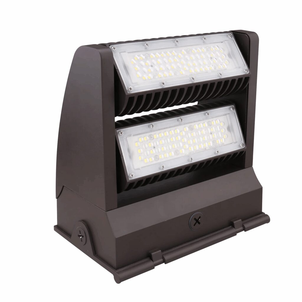 Dual-panel LED outdoor floodlight fixture