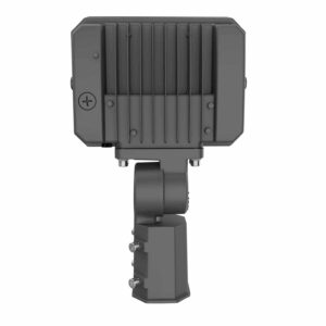 Rear view of mounted LED floodlight