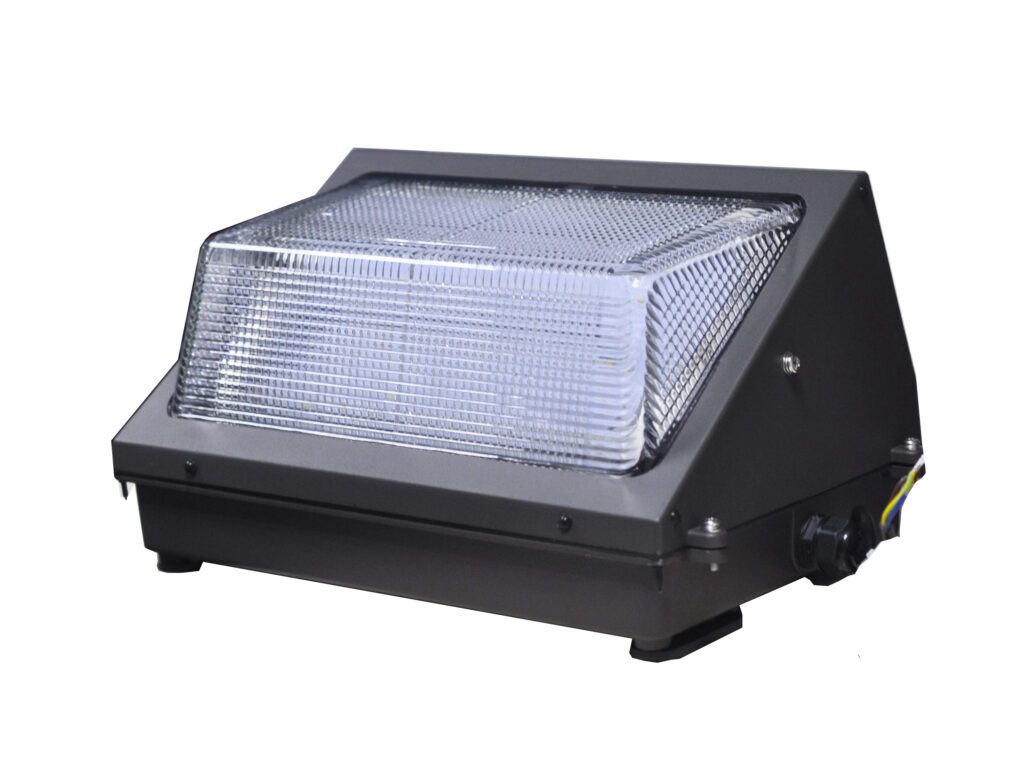 Black outdoor wall pack LED light