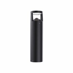 Modern black cylindrical outdoor bollard light