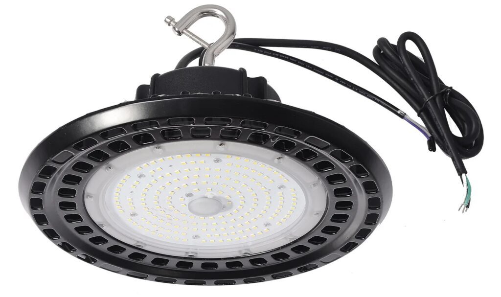 Round industrial LED high bay fixture hanging