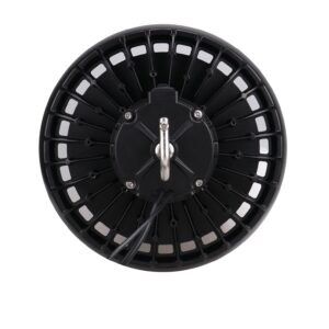 Back of round black LED high bay light
