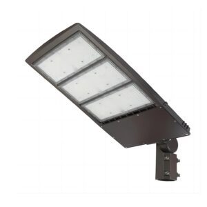 LED area light fixture mounted on pole