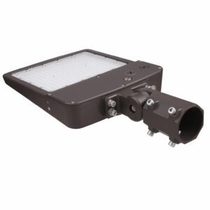 Brown LED shoebox street light with bracket