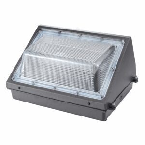Gray outdoor wall pack light fixture
