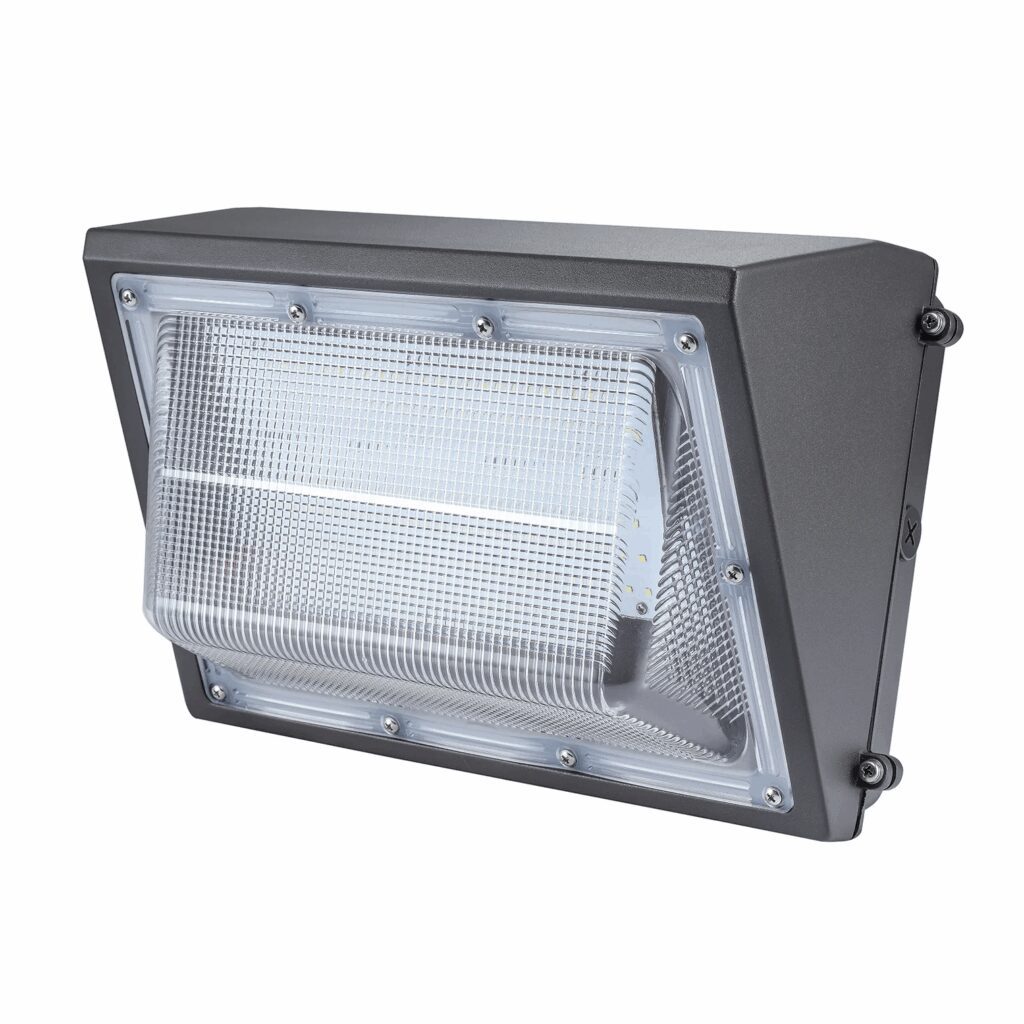 Close-up of outdoor LED wall pack light