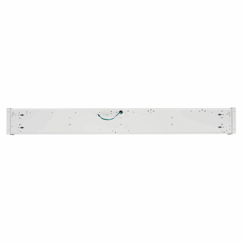 Long white metal light fixture housing