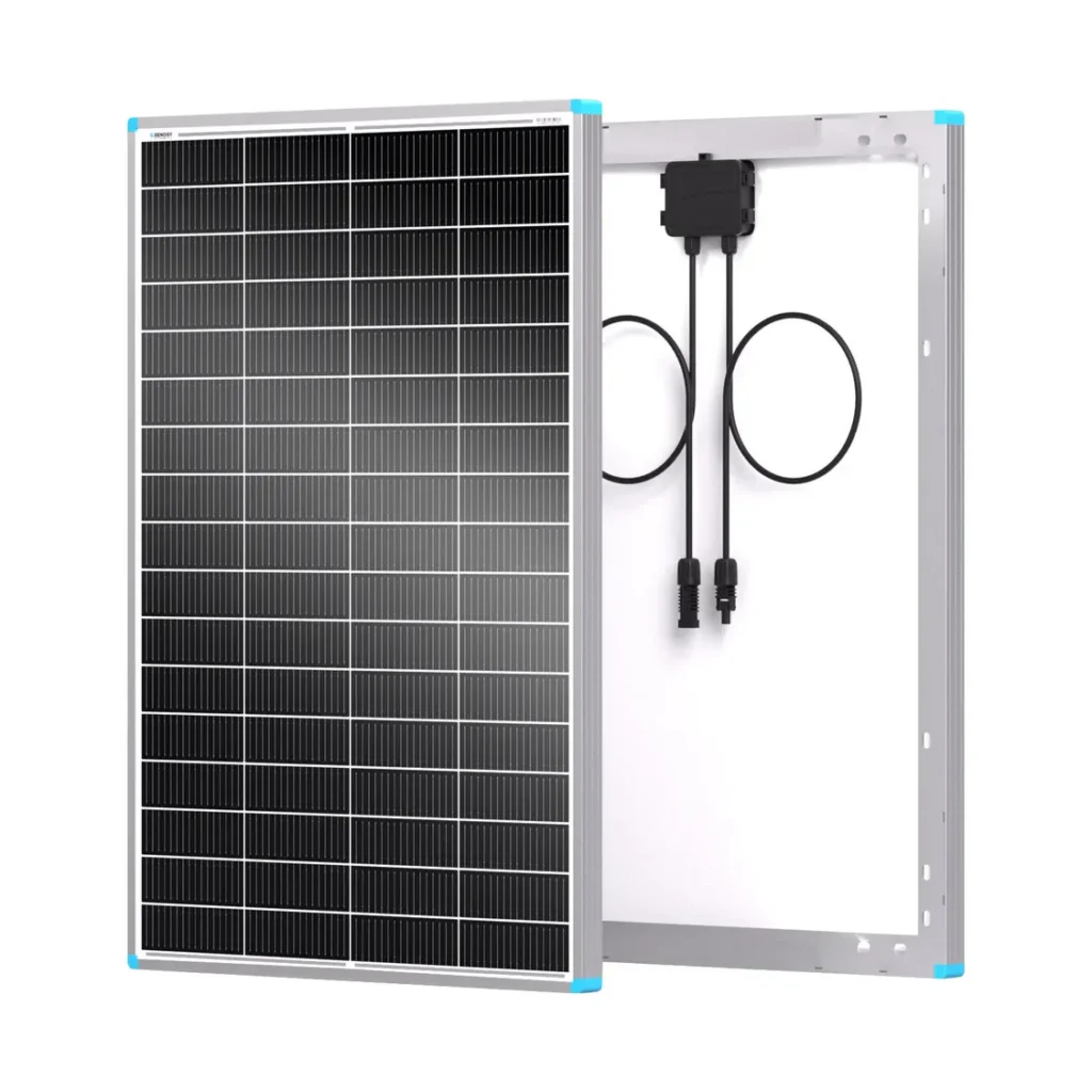 Solar panel with attached junction box and cables