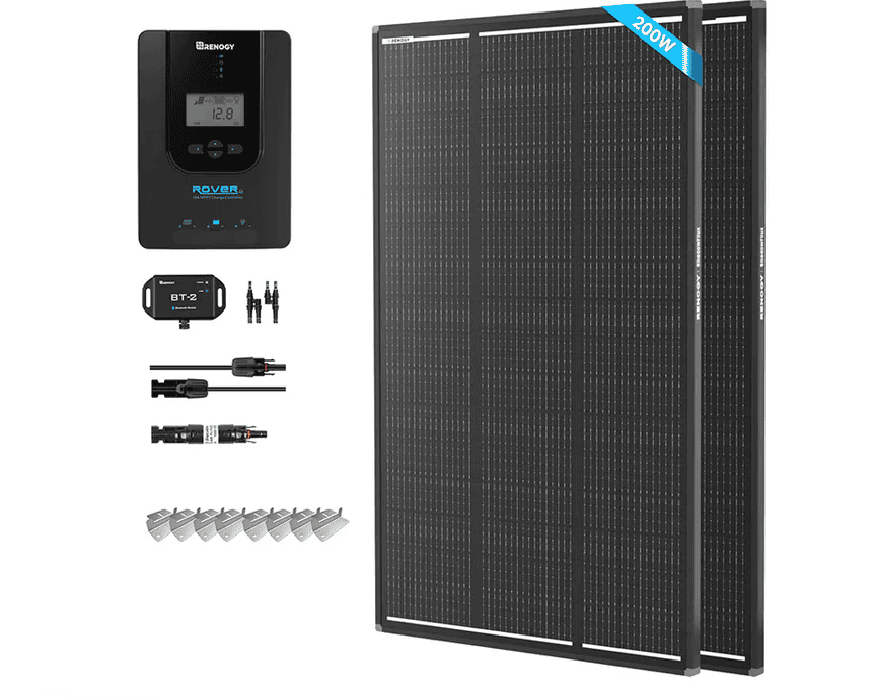 Solar panel kit with controller and accessories
