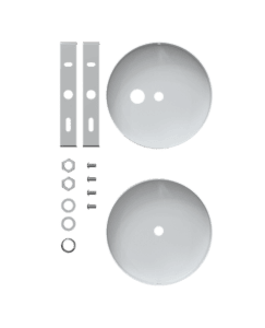 Two round basins with mounting hardware